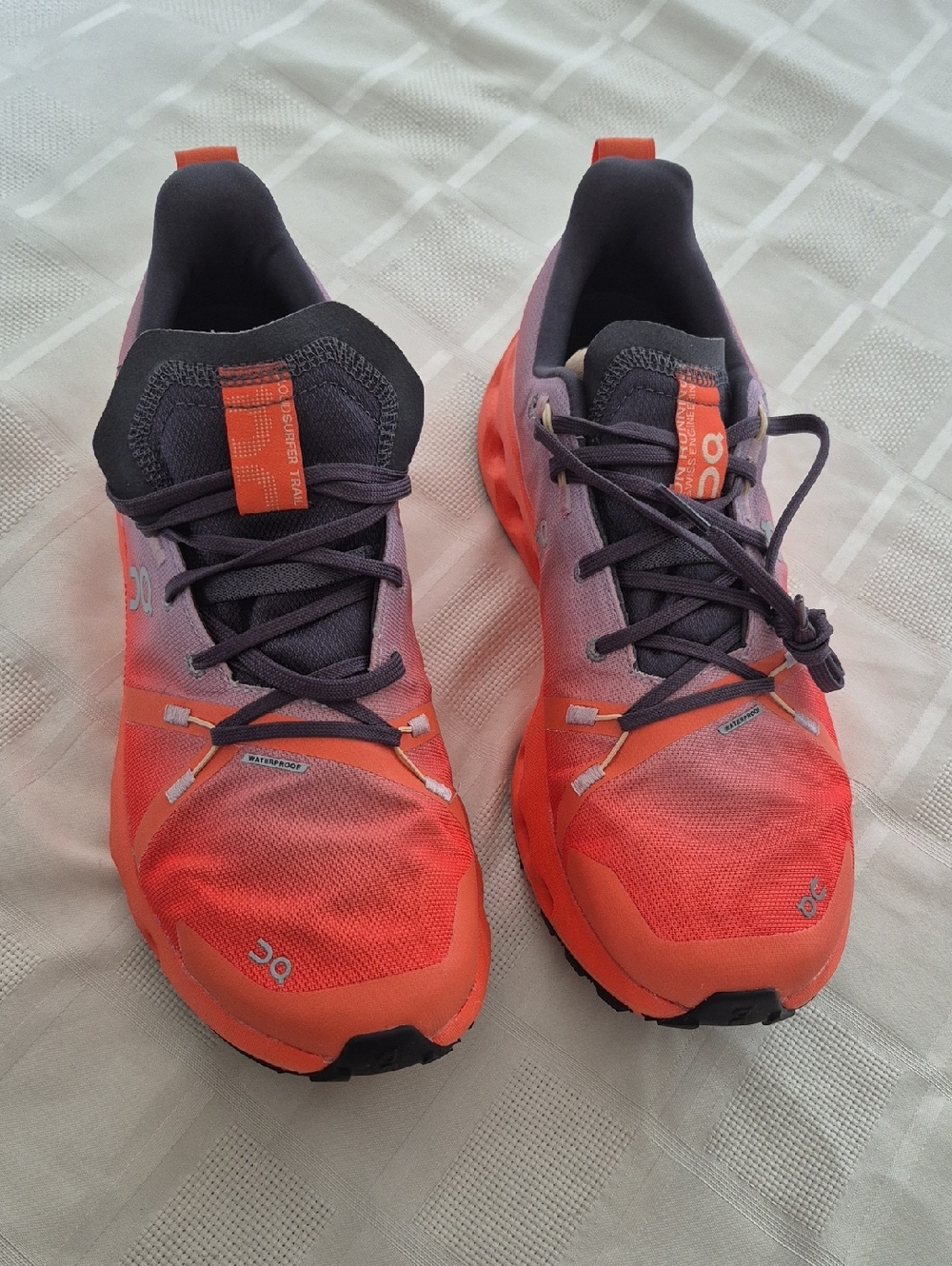 On Running Cloudsurfer Trail  Red  Shoes with Gray Logo